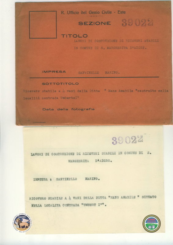 1939 11 07 DP Santa Margherita d&#039;Adige LAVORI COSTRUZIONE RICOVERI id_39022 2 retro